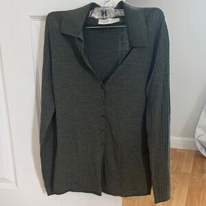 Abercrombie & Fitch Merino Wool Dark Green Button-Up Shirt